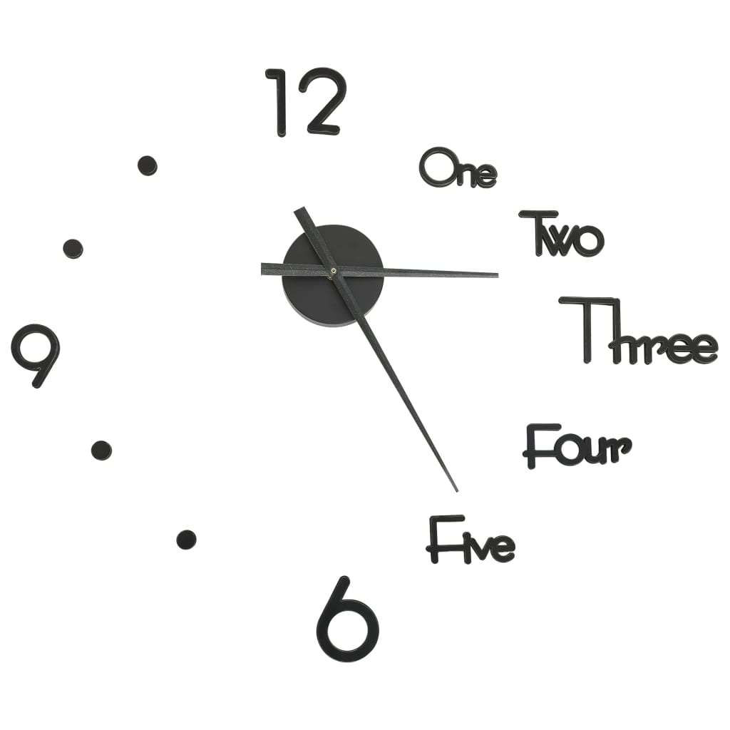 3D Wall Clock Modern Design Black 100 cm XXL